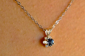 Montana Sapphire Necklace, Gold Buttercup Pendant