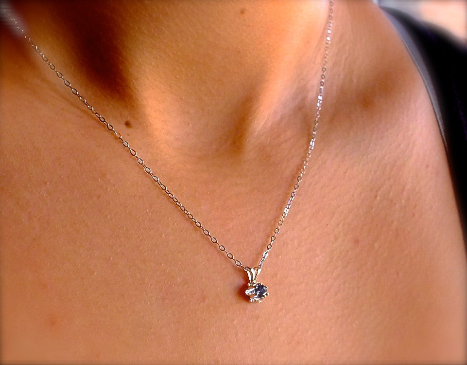 Yogo Sapphire Necklace, Sterling or Gold Buttercup Pendant