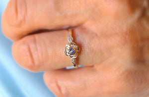 Sterling Rose Blue Sapphire Ring 