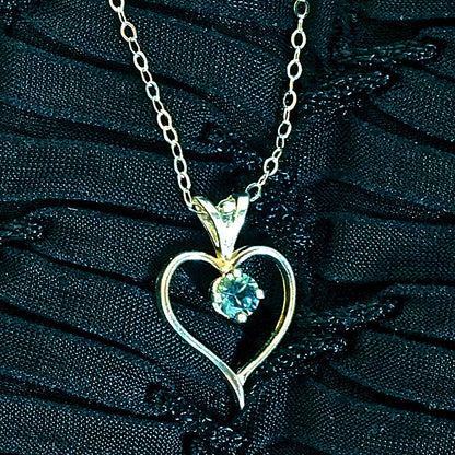 Montana Sapphire Necklace, Open Heart Pendant