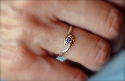 Montana Sapphire Ring, Sterling Crescent in