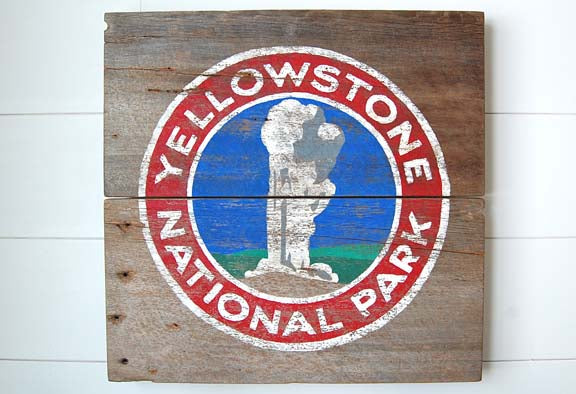 Old Faithful Yellowstone Barnwood Sign