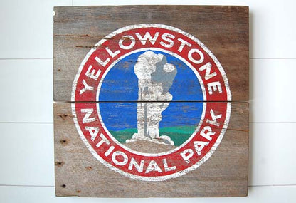 Old Faithful Yellowstone Barnwood Sign