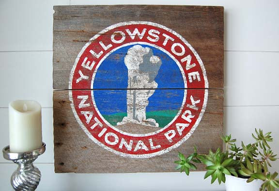 Yellowstone Old Faithful Barnwood Sign