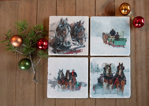 Sleigh Ride in Montana Stone Coasters