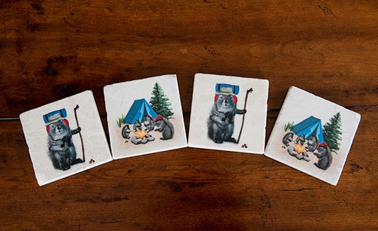 Montana Camping Squirrels Coasters