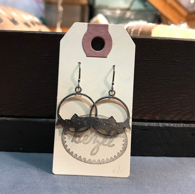 Sterling Trout Halo Dangly Earrings