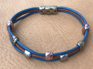 Tumbleweed Leather Bracelet, Blue