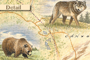 Yellowstone National Park Hand Drawn Map Detail