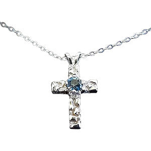 Montana Sapphire Necklace, Silver Cross Pendant