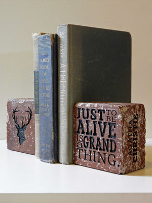 "Just to be alive" Brick Book-Ends