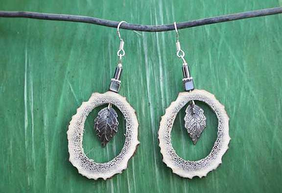 Montana Elk Antler & Leaf Earrings