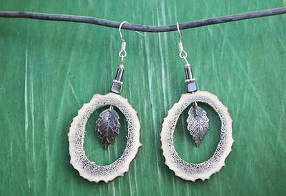 Montana Elk Antler & Leaf Earrings