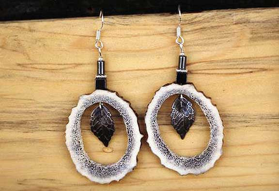 Montana Elk Antler & Leaf Earrings