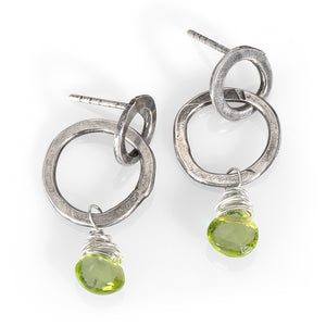 Double Hoops with Peridot Drops