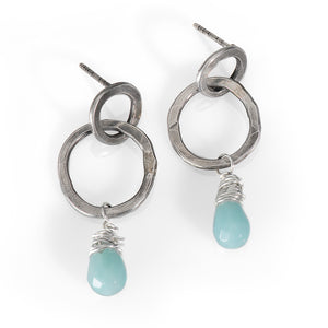 Double Hoops with Amazonite Drops 