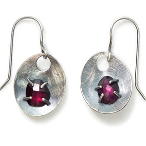 Scoops with Gemstone Earrings (Garnet or Tanzanite)