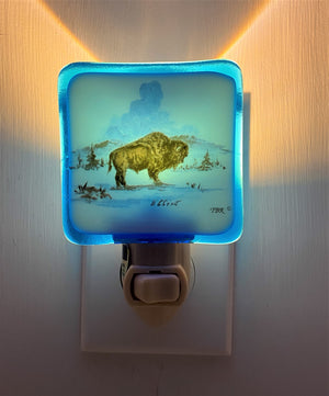 Bison at Geyser Night Light