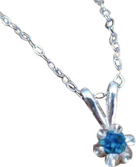 Yogo Sapphire Necklace, Sterling Buttercup Pendant