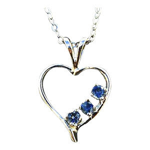 Montana Sapphire Necklace, 3 Stone Heart