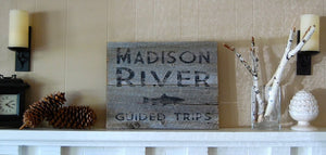 Fly Fishing Salvage Wood Sign 