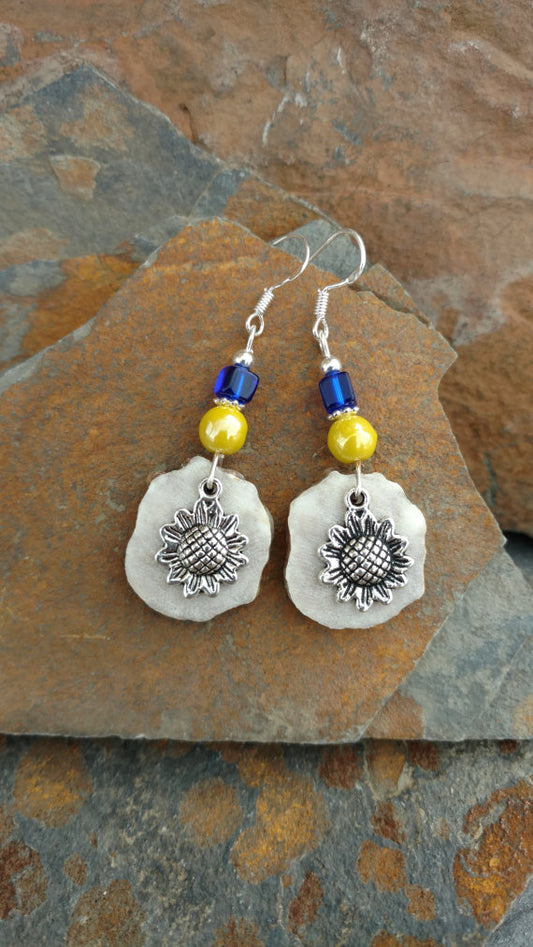 Deer Antler Sunflower Earrings