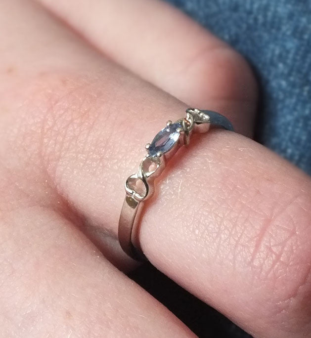 Yogo Sapphire Ring, Marquis Sterling Twist