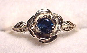 Yogo Sapphire Ring, 3-Prong Sterling Rose