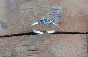 Montana Sapphire Ring, Three Stud 