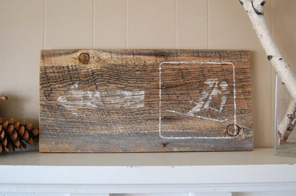 Ski Here Salvage Wood Sign 