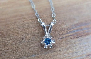Montana Sapphire Necklace, Sterling or Gold Buttercup Pendant