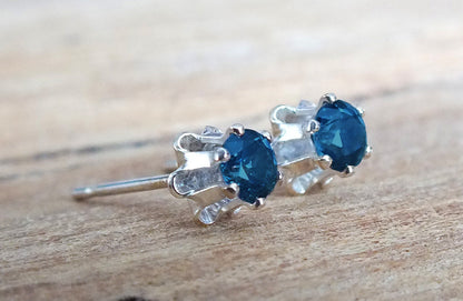 Yogo Sapphire Stud Earrings, 6-Prong Buttercup