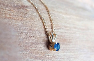 Yogo Sapphire Necklace, Tiffany Gold Pendant