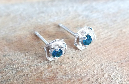 Montana Sapphire Rose Stud Earrings