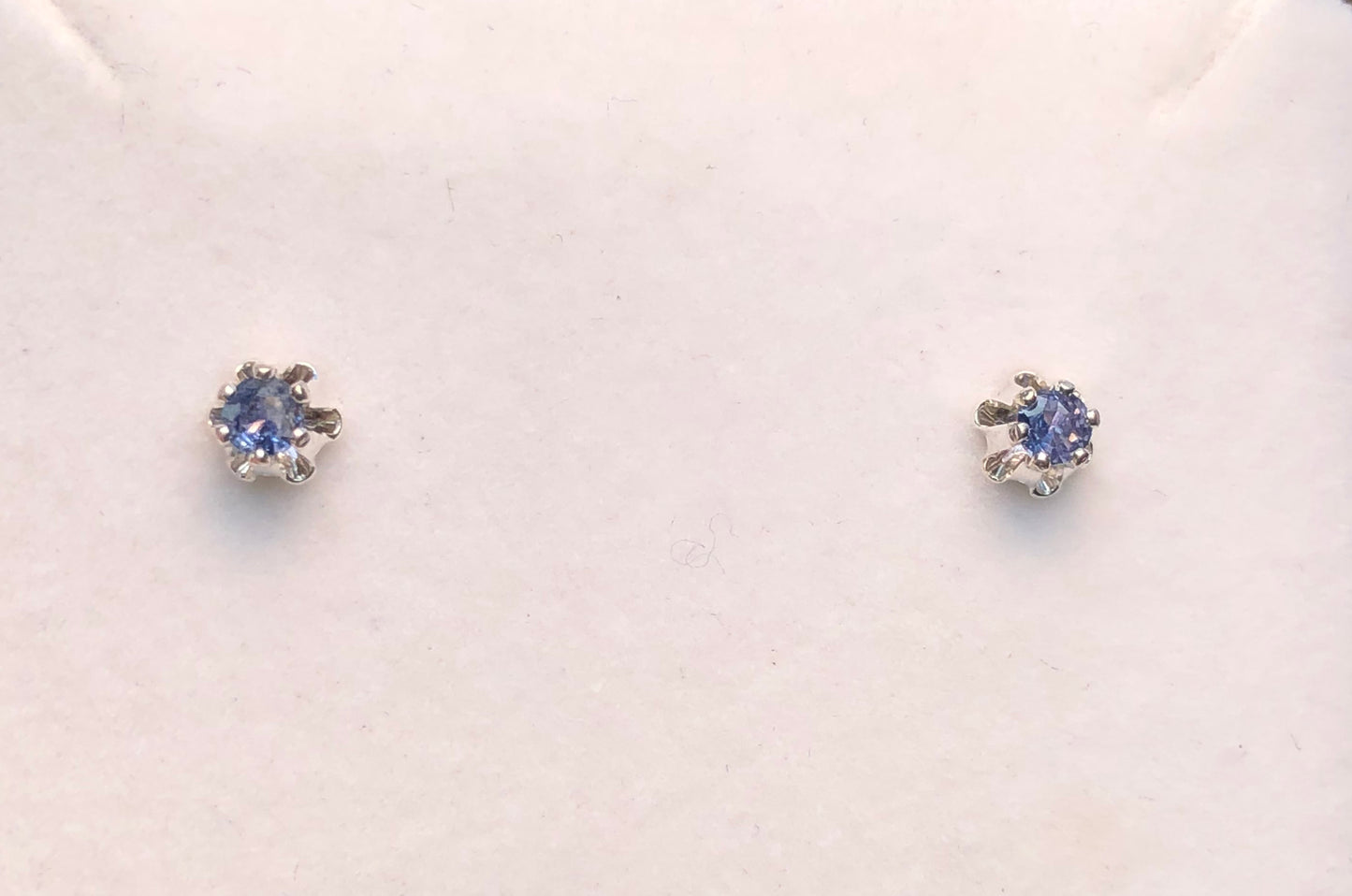 Yogo Sapphire Stud Earrings, 6-Prong Buttercup
